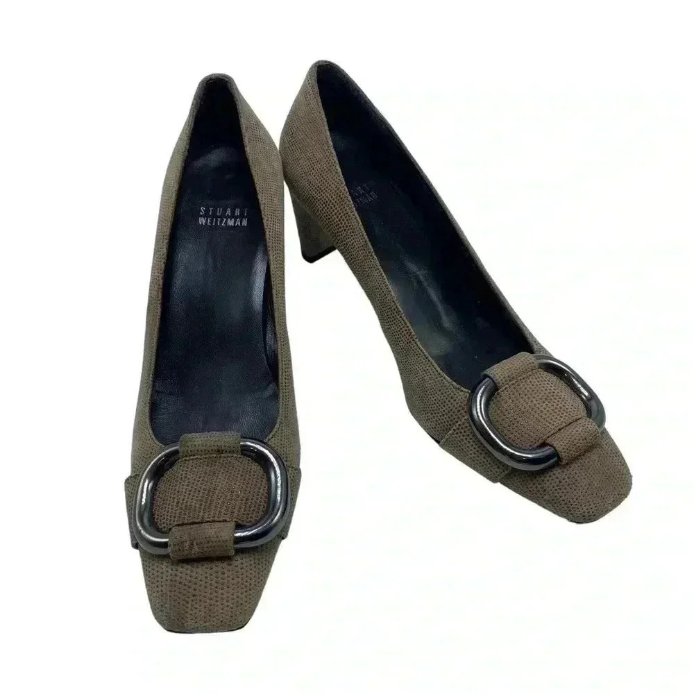 Stuart Weitzman The Tube Textured Pumps pilgrim minimalist
